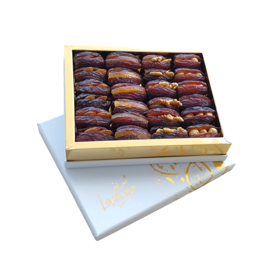 Experience the bliss of sweetness with Lazizz White Box (Dates) 24 pieces.